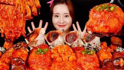 ASMR 매운불닭모둠버섯 SPICY FIRE SAUCE 9 KINDS OF MUSHROOM,  CONCH. MUKBANG