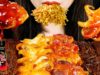 ASMR SPICY FIRE SAUCE GOLD ENOKI MUSHROOM, OCTOPUS, DUMPLINGS (EATING SOUNDS) MUKBANG