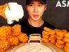 ASMR SPICY FRIED CHICKEN & CHICKEN NUGGETS with ALFREDO SAUCE MUKBANG (No Talking) EATING SOUNDS