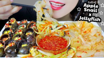 ASMR SPICY JELLYFISH X APPLE SNAIL X PAPAYA SALAD CRUNCHY EATING SOUNDS | LINH-ASMR
