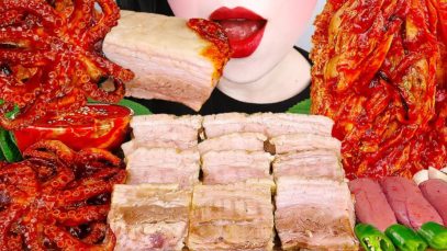 ASMR SPICY OCTOPUS, OYSTER 통삼겹살 수육, 쭈꾸미 볶음, 김치보쌈, 굴젓, 명란젓 KIMCHI, SALTED SEAFOOD COOKING & MUKBANG