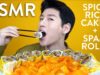 ASMR SPICY RICE CAKES CARBONARA + SPAM ROLLS with EGG (No Talking) Chewy Eating Sounds | 떡볶이 + 스팸 김밥