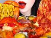 ASMR SPICY SEAFOOD NOODLES(RECIPE) LOBSTER TAIL, SHRIMP, SQUID KIMCHI NO TALKING EATING MUKBANG