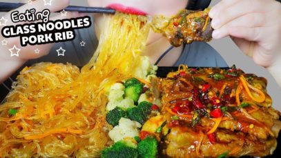 ASMR STIR FRIED GLASS NOODLES X VEGETABLES X ANCIENT PORK RIBS EATING SOUNDS | LINH-ASMR