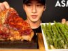 ASMR T-BONE STEAK & GARLIC ASPARAGUS MUKBANG (No Talking) COOKING & EATING SOUNDS | Zach Choi ASMR
