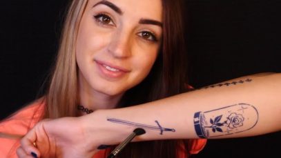 ASMR Tattoo Tracing (& Showing My Real Tattoo!)