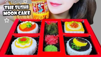 ASMR THE SUSHI X SASHIMI MOON CAKE , EATING SOUND | LINH-ASMR