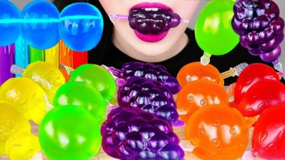 ASMR TikToK JELLY FRUIT CANDY CHALLENGE, RAINBOW JELLY NOODLES 틱톡 젤리 챌린지, 무지개 젤리국수 먹방 EATING SOUNDS