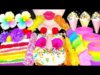 ASMR UNICORN DESSERTS *EDIBLE JELLO SHOTS, RAINBOW CAKE, TWIST DRINK, MARSHMALLOW EATING MUKBANG 먹방