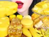 ASMR YELLOW FOOD 노란색 디저트 먹방 CHEESE CAKE, ICE CREAM, HONEYCOMB, TANGHULU, JELLY CANDY EATING MUKBANG