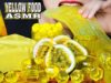 ASMR YELLOW FOOD (JERRY CHESSE CAKE , ALOE VERA , PASSION FRUIT , DIAMOND GUMMY ,JELLY,TUBER PEARLS)