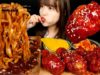 ASMR(COOKING & EATING) HOMEMADE SPICY FIRE CHICKEN LEG AND BLACK BEAN NOODLES(Jjajangmyeon) MUKBANG