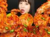 ASMR[COOKING & EATING ]SPICY FIRE SAUCE SEAFOOD(SCALLOP, CRAB,OCTOPUS, SQUID,SHRIMP, ENOKI MUSHROOM)