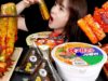 ASMR(COOKING & EATING)CUCUMBER KIMCHI,SPICY FIRE TRIANGLE KIMBAP, SAUSAGE RICE CAKE SKEWERS, NOODLES