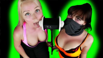 EAR EATING x2 GIRLS ASMR TINGLES