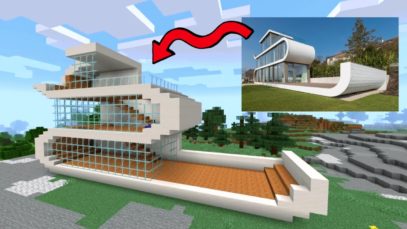 Minecraft ASMR | Building a real modern house + music and rain sounds ⛈️
