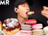MOST POPULAR FOOD FOR ASMR (MOCHI ICE CREAM, CREPE CAKE, MACARONS & CREAM PUFFS) NO TALKING