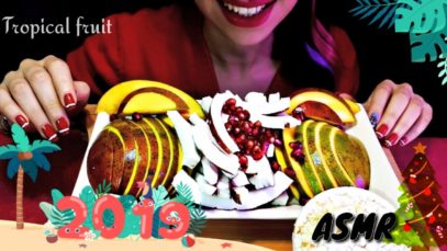 اصوات الفواكه الحقيقيه(جوزهند، مانكا)?|Tropical fruit(coconut & Manga)Eating sounds ASMR