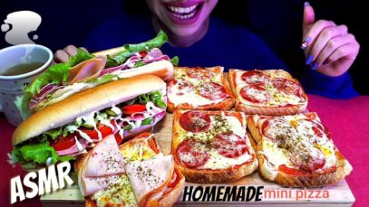 تحدي بيتزا التوست المقرمشه وشرائح المارتديلا/Homemade crunchy mini PIZZA?ASMR