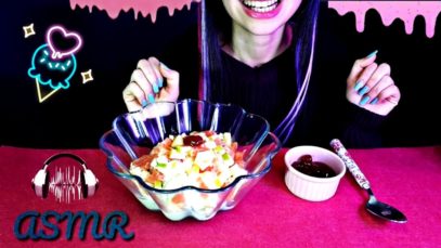 تجربه اصوات الآيسكريم مع الفواكه الحقيقيه/Ice cream,FRUITS(CHOCOLATE &VANILLA) ASMR