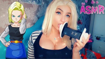 ASMR 3DIO Ear Licking /  Mouth Sounds – COSPLAY Android 18 ❤️?