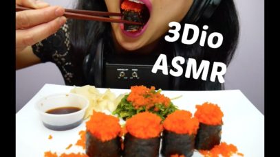 ASMR 3Dio Satisfying Tingles (Binaural Tobiko Eggs EATING SOUNDS) No Talking | SAS-ASMR