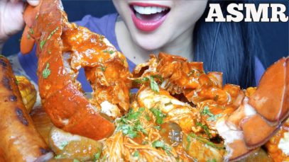 ASMR 5LB LOBSTER TAIL SAUSAGE OYSTER MUSHROOM SEAFOOD SAUCE (EATING SOUND) NO TALKING | SAS-ASMR