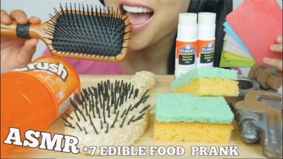 ASMR 7 MOST POPULAR FOOD PRANK Glue Hairbrush Sponge Deodorant (EATING SOUNDS) NO TALKING | SAS-ASMR