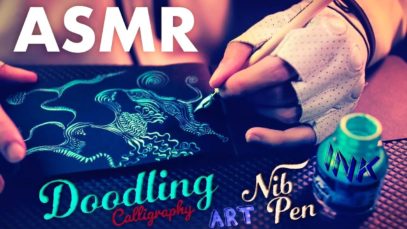 ASMR ART ?️Ink Doodling w/ Calligraphy Nib Pen ✒️NO TALKING for SLEEP