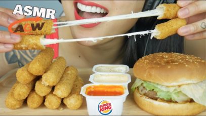 ASMR BURGER KING MOZZARELLA STICKS + A&W MOZZA BURGER (EATING SOUND) NO TALKING | SAS-ASMR