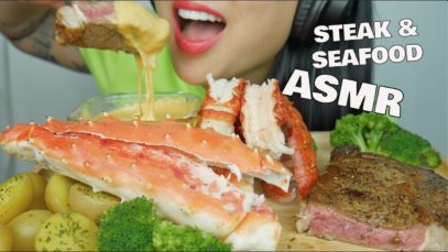 ASMR CHEESE FONDUE STEAK AND SEAFOOD *KING CRAB + LOBSTER (EATING SOUNDS) NO TALKING | SAS-ASMR