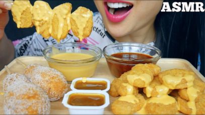 ASMR CHEESY CORN DOG + MCDONALDS CHICKEN NUGGETS + CHEESE SAUCE (EATING SOUND) NO TALKING | SAS-ASMR