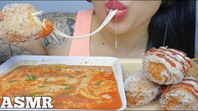 ASMR CHEESY CORNDOG + CHEESY LONG RICE CAKE *TTEOKBOKKI (EATING SOUNDS) | SAS-ASMR