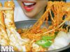 ASMR CHEESY GIANT RICE CAKES + SPICY NOODLES + WHITE KIMCHI (EATING SOUNDS) NO TALKING | SAS-ASMR
