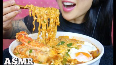 ASMR CHEESY KING CRAB SAMYANG SPICY NOODLES STEW TYPE (EATING SOUNDS) NO TALKING | SAS-ASMR