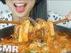 ASMR CHEESY SPICY LONG + MINI RICE CAKES with OCTOUPUS (EATING SOUNDS) NO TALKING | SAS-ASMR
