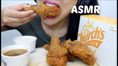 ASMR Church’s Spicy Fried Chicken + Gravy (CRUNCHY EATING SOUNDS) NO TALKING | SAS-ASMR