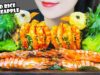 ASMR COOKING FRIED RICE IN PINEAPPLE X GRILLED SHRIMPS , EATING SOUND | LINH-ASMR