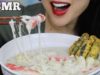 ASMR CREAMY MINI CHEESY RICE CAKE + FRIED SEAWEED ROLL (EATING SOUNDS) NO TALKING | SAS-ASMR