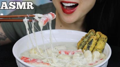 ASMR CREAMY MINI CHEESY RICE CAKE + FRIED SEAWEED ROLL (EATING SOUNDS) NO TALKING | SAS-ASMR