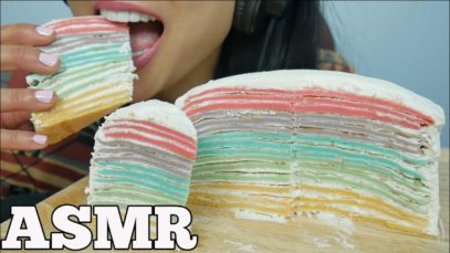 ASMR CREPE CAKE *homemade (SOFT EATING SOUNDS) NO TALKING | SAS-ASMR