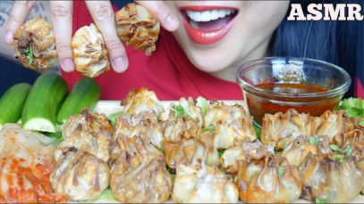 ASMR CRISPY DUMPLING DROPS PORK SHRIMP CHIVES VEGAN (SOFT CRUNCH EATING SOUND) NO TALKING | SAS-ASMR