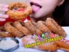 ASMR CRUNCHY FRIED ONION RING and CORN DOGS, eating sound | LINH-ASMR