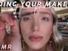 ASMR Doing Your Prom Makeup Whispered (Tapping, Mic Brushing, Latex Gloves, Lid Sounds…)