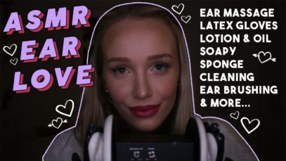 ASMR EAR LOVE ?? 3dio oily ear massage, gloves, lotion, ear brushing, tapping, lid sounds…