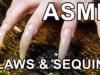 ASMR ear to ear nail tapping, scratching antistress pillow sequins