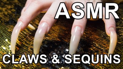 ASMR ear to ear nail tapping, scratching antistress pillow sequins