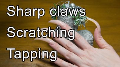 ASMR ear to ear nails sound scratching tapping a wooden table