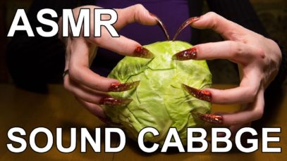ASMR ear to ear sound scratching tapping with cabbage