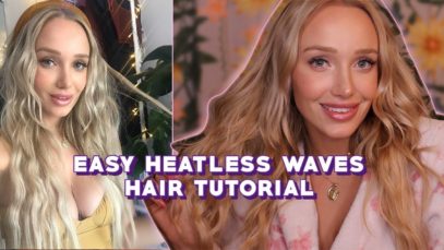 ASMR Easy Heatless Beachy Waves Tutorial | hair brushing, wood tapping, whispers…